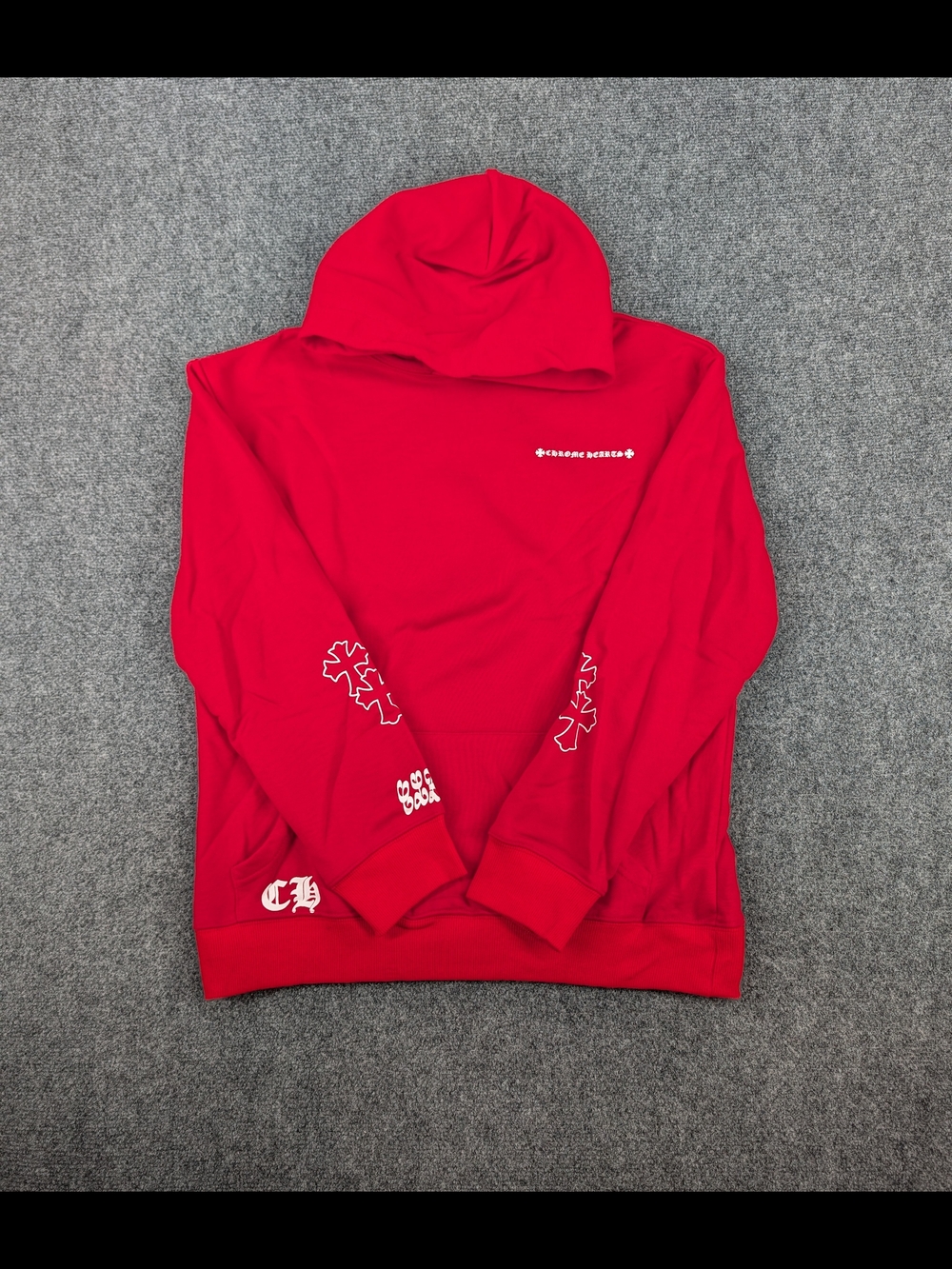Chrome Hearts Style Red Cross Hoodie - Size Large